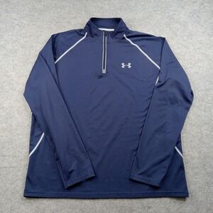 Under Armour Pullover Mens Large Blue 1/4 Zip Long Sleeve Athletic Running Top